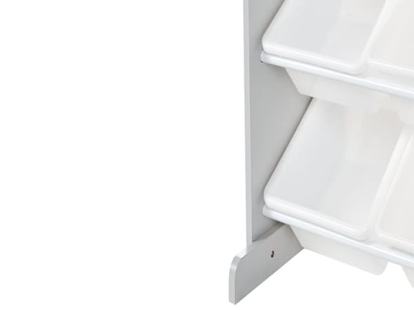 Hylde med 9 opbevaringskasser gråhvid MDF plastkasser opbevaring moderne stil børneværelse