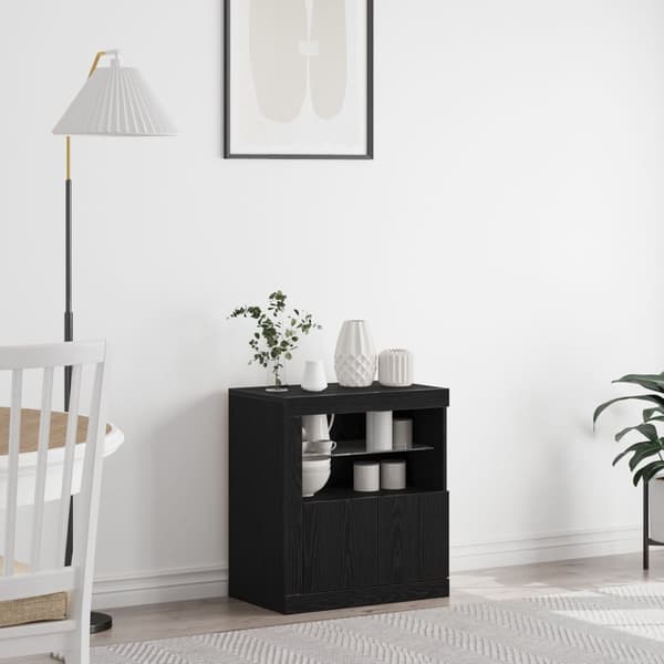 vidaXL Kattovalaisin LED-valoilla Musta Tammi 60,5x37x67 cm