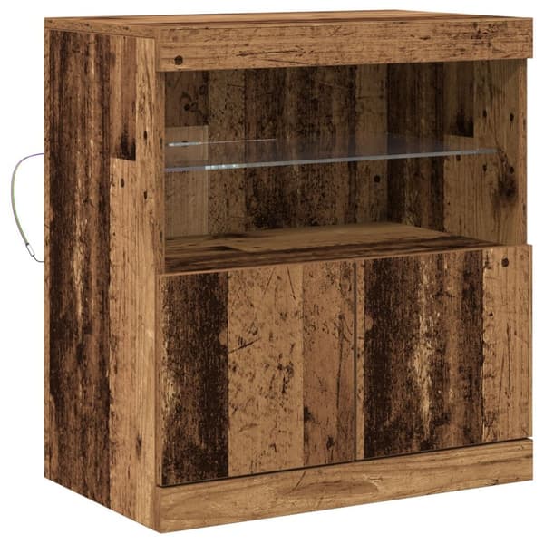 vidaXL Sivukaluste LED-valoilla Vanhasta Puusta 60x37x67 cm