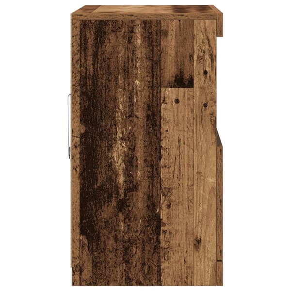 vidaXL Sivukaluste LED-valoilla Vanhasta Puusta 60x37x67 cm