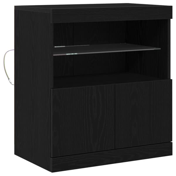 vidaXL Skap med LED-lamper Svart Eik 60x37x67 cm