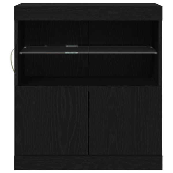 vidaXL Skap med LED-lamper Svart Eik 60x37x67 cm