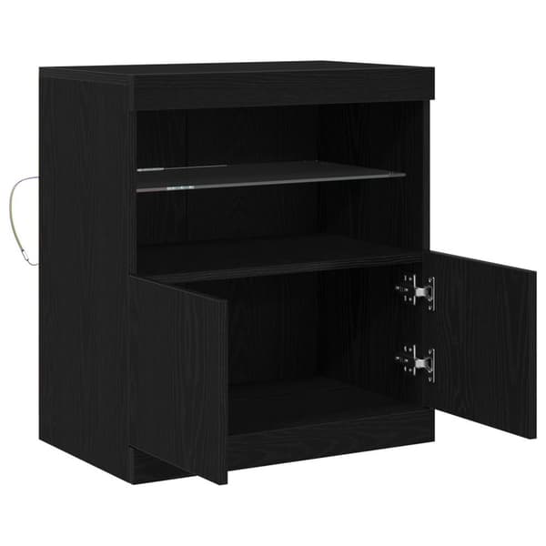 vidaXL Skap med LED-lamper Svart Eik 60x37x67 cm