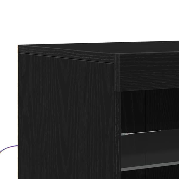 vidaXL Skap med LED-lamper Svart Eik 60x37x67 cm