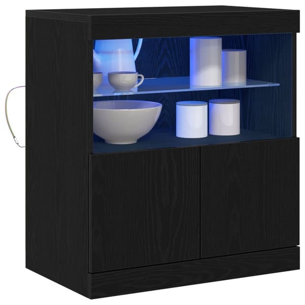 vidaXL Skap med LED-lamper Svart Eik 60x37x67 cm