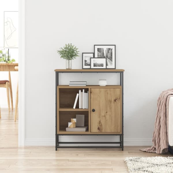 vidaXL Sivupöytä Artisan Tammi 69x35x80 cm Tekninen Puu ja Teräs