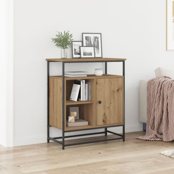 vidaXL Sivupöytä Artisan Tammi 69x35x80 cm Tekninen Puu ja Teräs