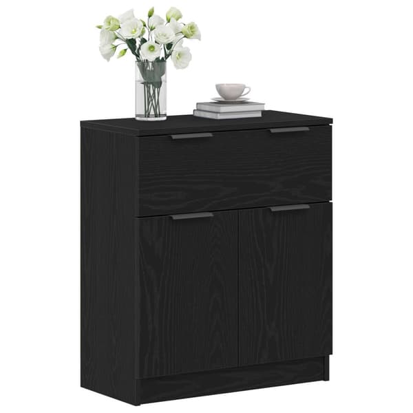 vidaXL Sideboard Sort Eg Konstrueret Træ Medium Opbevaring