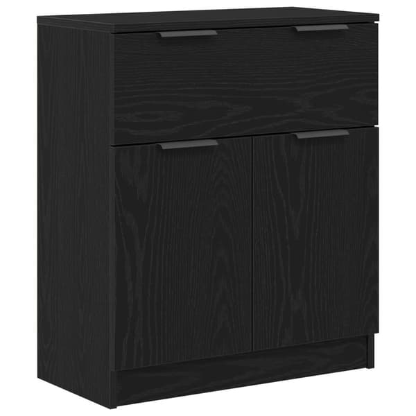 vidaXL Sideboard Sort Eg Konstrueret Træ Medium Opbevaring