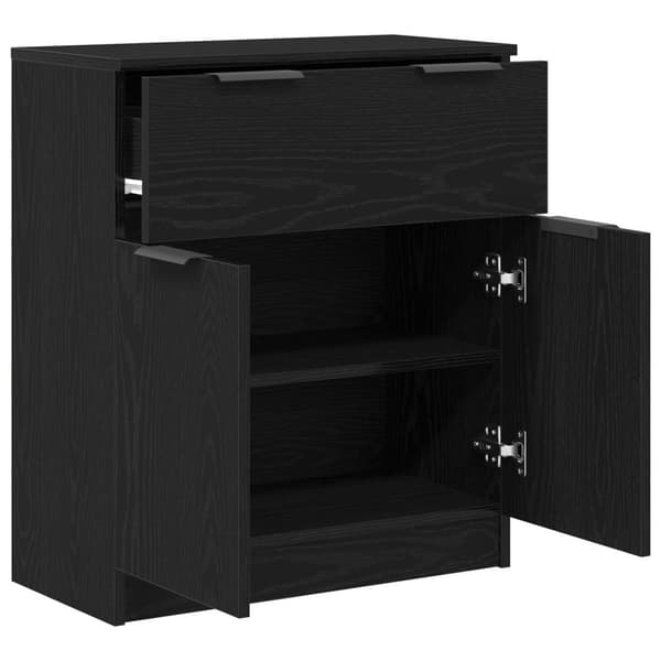 vidaXL Sideboard Sort Eg Konstrueret Træ Medium Opbevaring