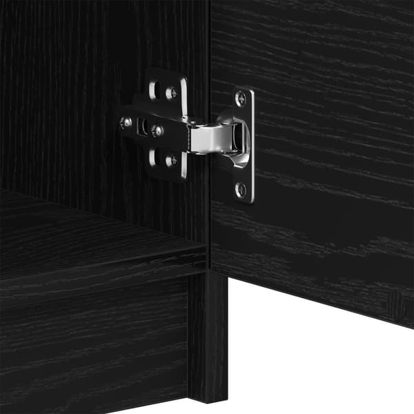 vidaXL Sideboard Sort Eg Konstrueret Træ Medium Opbevaring