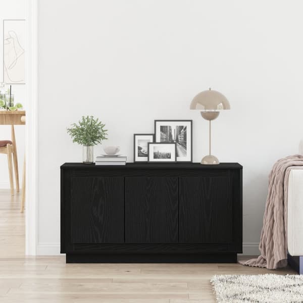 vidaXL Skab Sort egetræ MDF Stor Buffet skab Rektangulær Moderne