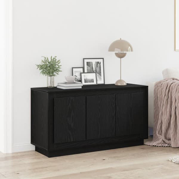 vidaXL Skab Sort egetræ MDF Stor Buffet skab Rektangulær Moderne