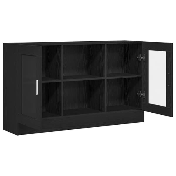 vidaXL Sideboard Sort eg Konstrueret træ og glas Mellem Sideboard
