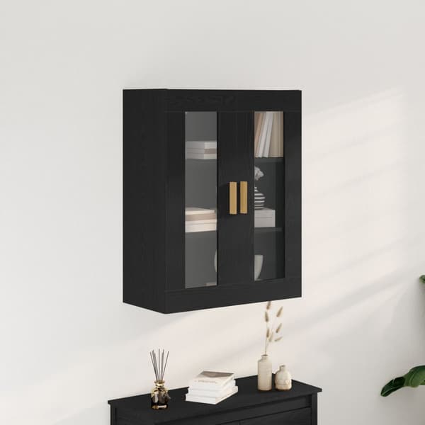 vidaXL Väggmonterat Skåp Svart Ek Konstruerat trä 69.5 x 34 x 89.8 cm