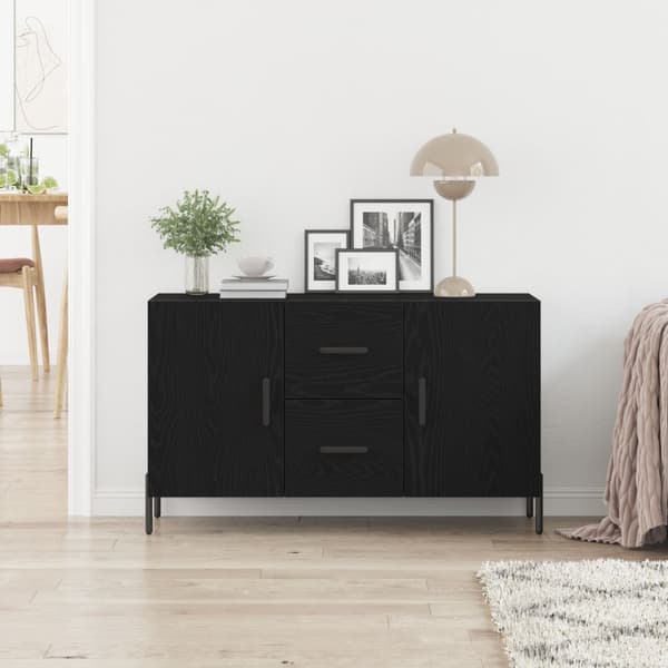 vidaXL Sideboard Sort egetræ Træ Medium Sort egetræ sideboard