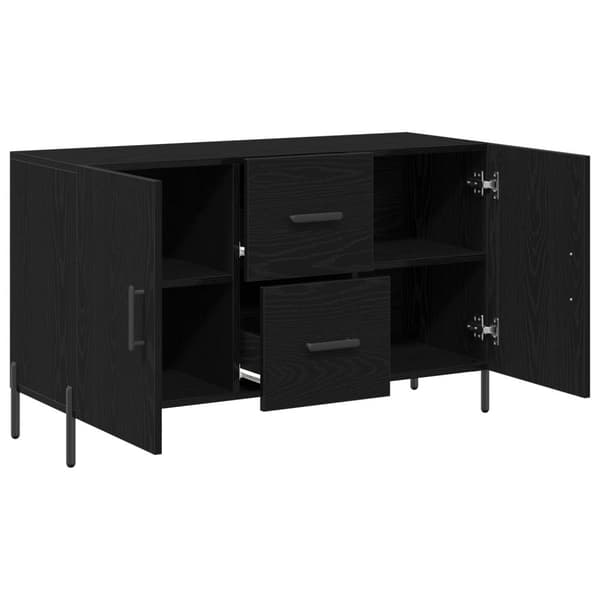 vidaXL Sideboard Sort egetræ Træ Medium Sort egetræ sideboard