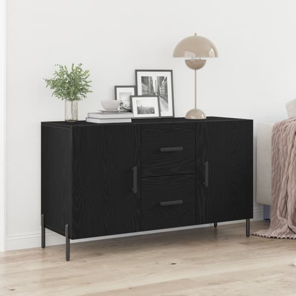 vidaXL Sideboard Sort egetræ Træ Medium Sort egetræ sideboard