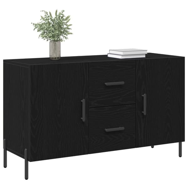 vidaXL Sideboard Sort egetræ Træ Medium Sort egetræ sideboard