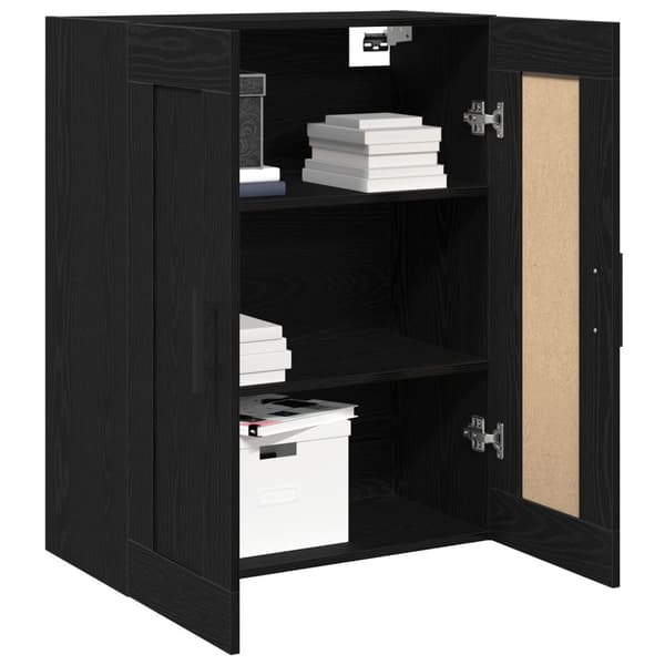 vidaXL Vegghengt Skap Svart Eik 69,5x34x90 cm Konstruert Tre