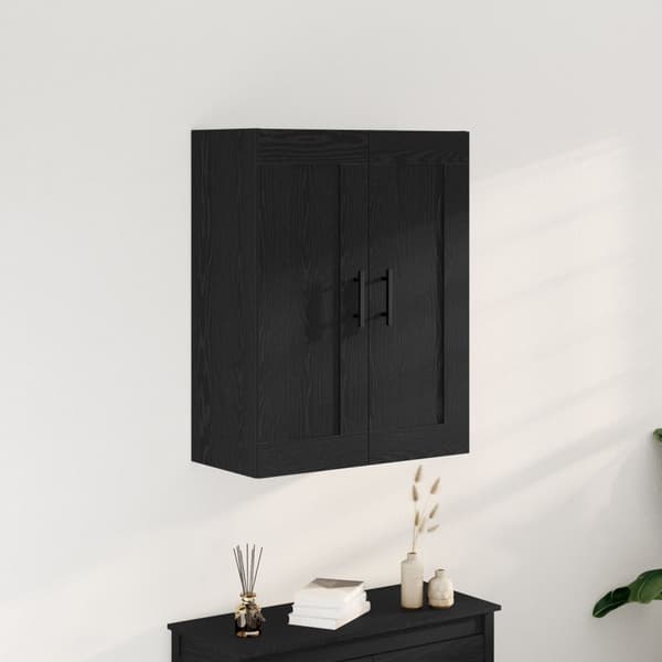 vidaXL Vegghengt Skap Svart Eik 69,5x34x90 cm Konstruert Tre