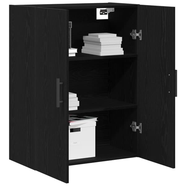 vidaXL Seinälle Asennettava Kaappi Musta Tammi 69,5x34x90 cm Keinotekoinen Puu