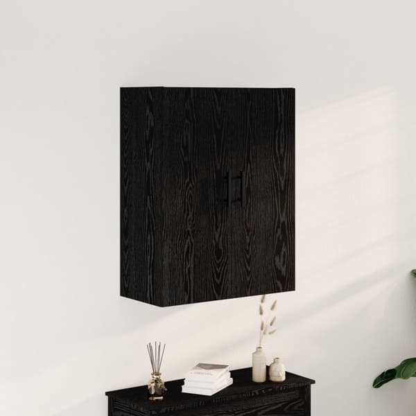 vidaXL Seinälle Asennettava Kaappi Musta Tammi 69,5x34x90 cm Keinotekoinen Puu
