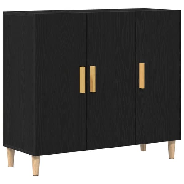vidaXL Sideboard Sort Egetræ Konstrueret Træ Medium