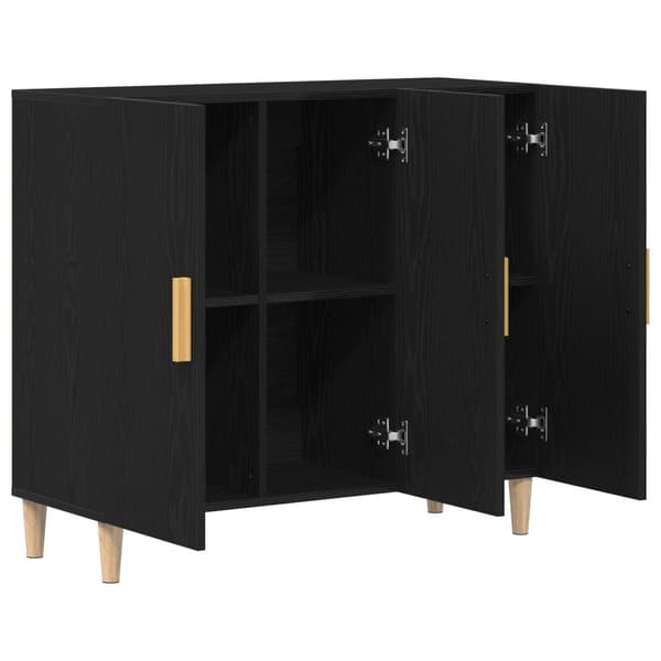 vidaXL Sideboard Sort Egetræ Konstrueret Træ Medium