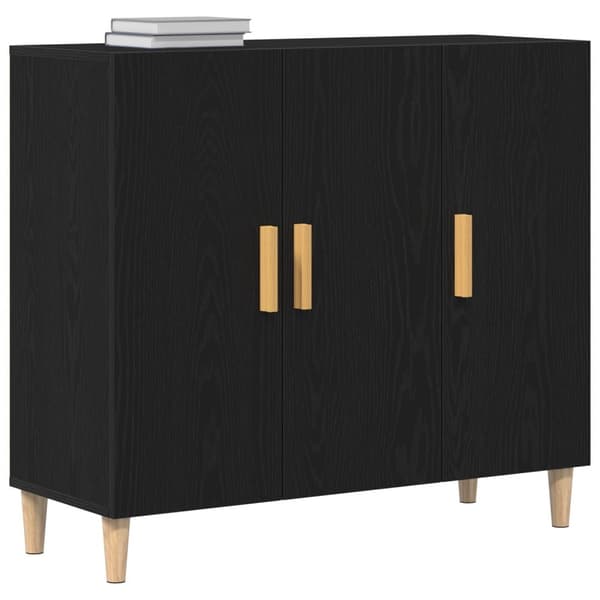 vidaXL Sideboard Sort Egetræ Konstrueret Træ Medium