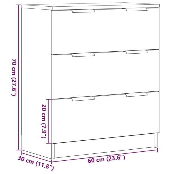 vidaXL Svart Eik Skap 60x30x70 cm Konstruert Tre