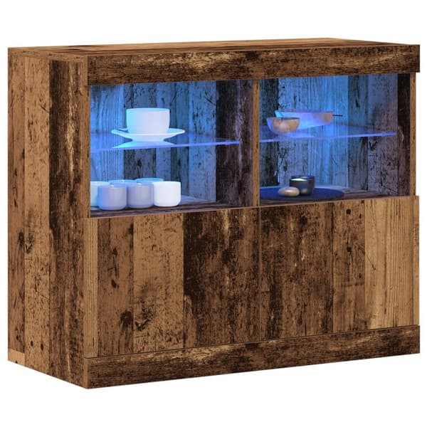 vidaXL skap med LED lys gammelt tre 81x37x67 cm
