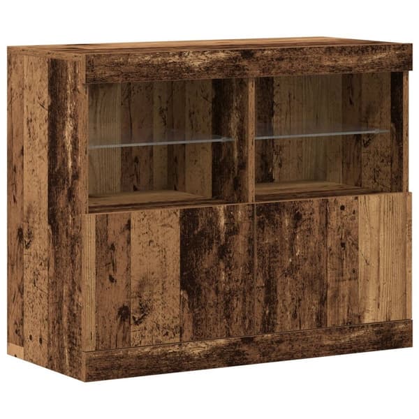vidaXL skap med LED lys gammelt tre 81x37x67 cm
