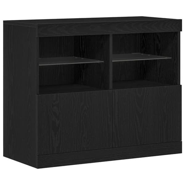 vidaXL Skab Sort egetræ Konstrueret træ, MDF Medium Buffet Rektangulær