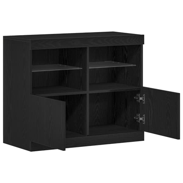vidaXL Sideboard med LED lys svart eik 81x37x67 cm