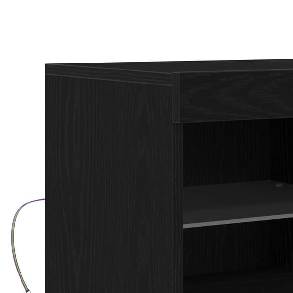 vidaXL Sideboard med LED lys svart eik 81x37x67 cm