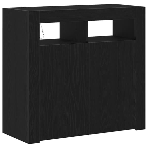 vidaXL Sivupöytä LED-valoilla, musta tammi, 80x35x75 cm, teknistä puuta