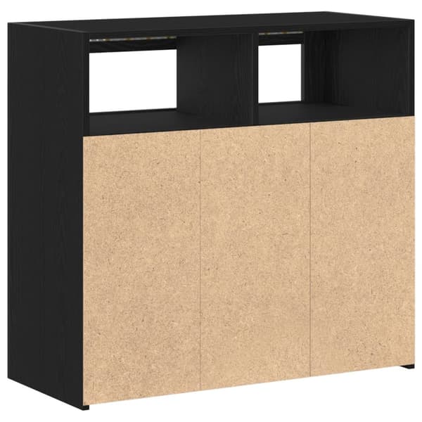 vidaXL Sivupöytä LED-valoilla, musta tammi, 80x35x75 cm, teknistä puuta