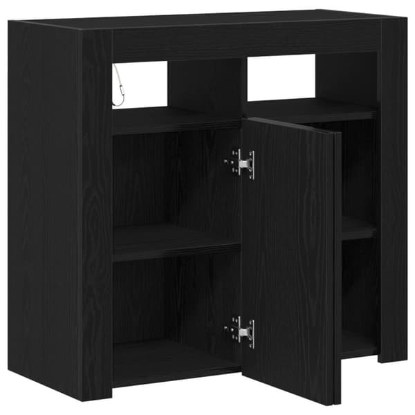 vidaXL Sivupöytä LED-valoilla, musta tammi, 80x35x75 cm, teknistä puuta
