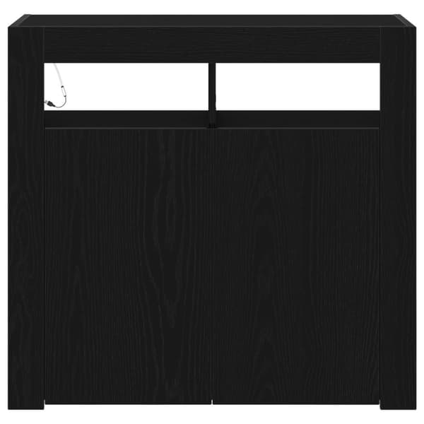vidaXL Sivupöytä LED-valoilla, musta tammi, 80x35x75 cm, teknistä puuta