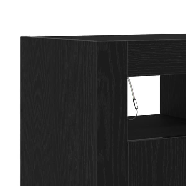 vidaXL Sivupöytä LED-valoilla, musta tammi, 80x35x75 cm, teknistä puuta