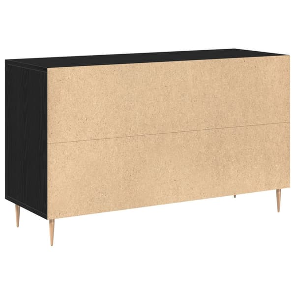 vidaXL Sideboard Sort Egetræ Massivt Egetræ Medium Sort Egetræ Sideboard
