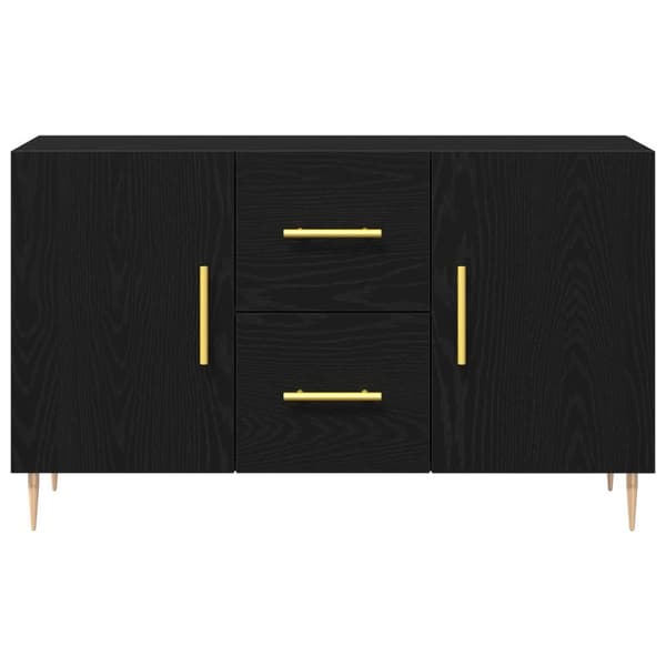 vidaXL Sideboard Sort Egetræ Massivt Egetræ Medium Sort Egetræ Sideboard