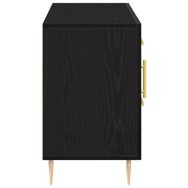 vidaXL Sideboard Sort Egetræ Massivt Egetræ Medium Sort Egetræ Sideboard