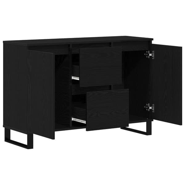 vidaXL Sideboard Sort egetræ MDF med sort egetræ finer Medium