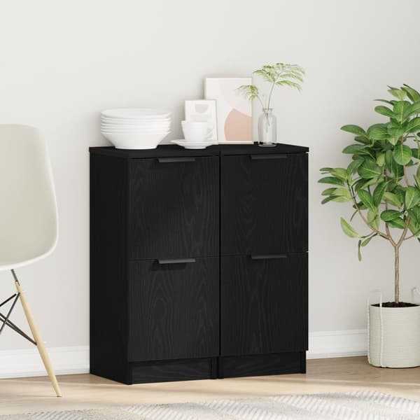 vidaXL Sideboards 2 stk i Svart Eik, 30x30x70 cm, Laget av Konstruert Tre