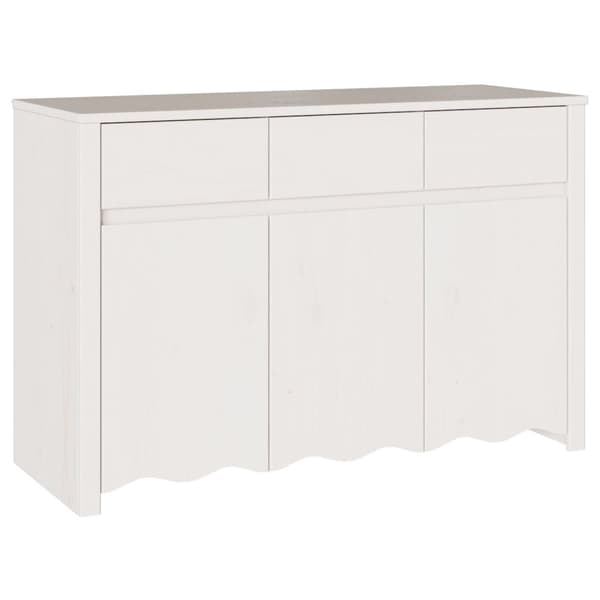 vidaXL Sivupöytä "DRAMMEN" Valkoinen 114x43x75,5 cm Massiivipuu Männystä