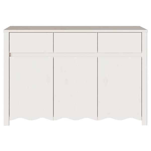 vidaXL Sivupöytä "DRAMMEN" Valkoinen 114x43x75,5 cm Massiivipuu Männystä