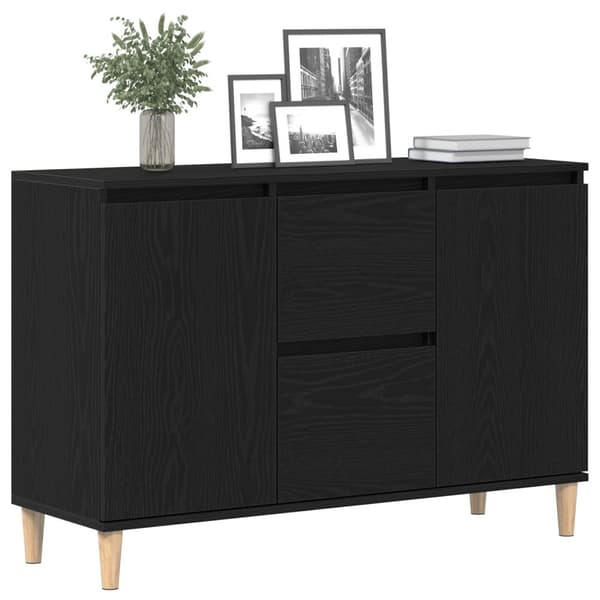 vidaXL Sivupöytä Musta Tammi 101x35x60 cm Tekokuitu