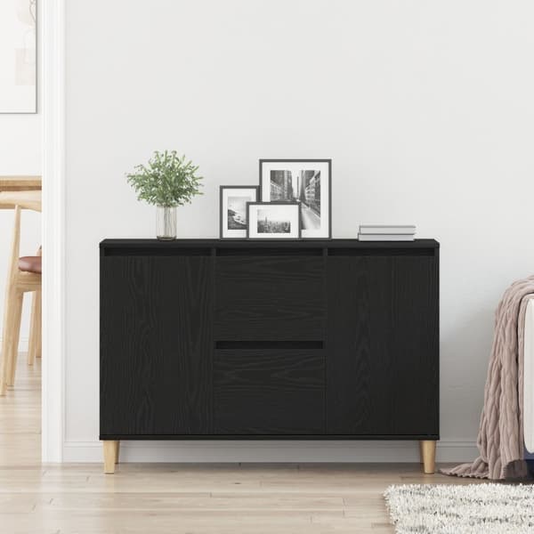vidaXL Sivupöytä Musta Tammi 101x35x60 cm Tekokuitu